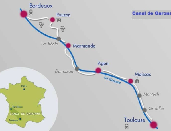 De Burdeos a Toulouse por el Canal de Garona